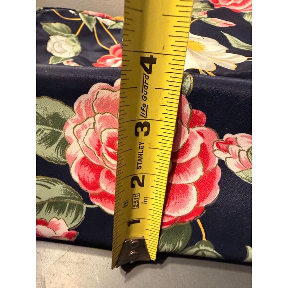 Christian Dior Floral Print Cosmetic Bag Navy Vintage Zip Pouch 9x4x14 9x8 80s - Picture 2 of 16